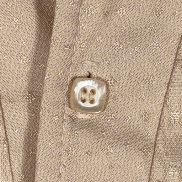 Vintage Resort Ware Polo Shirt Adult MEDIUM Brown Sparkle Pin Dot Disco 70s - Picture 5 of 8